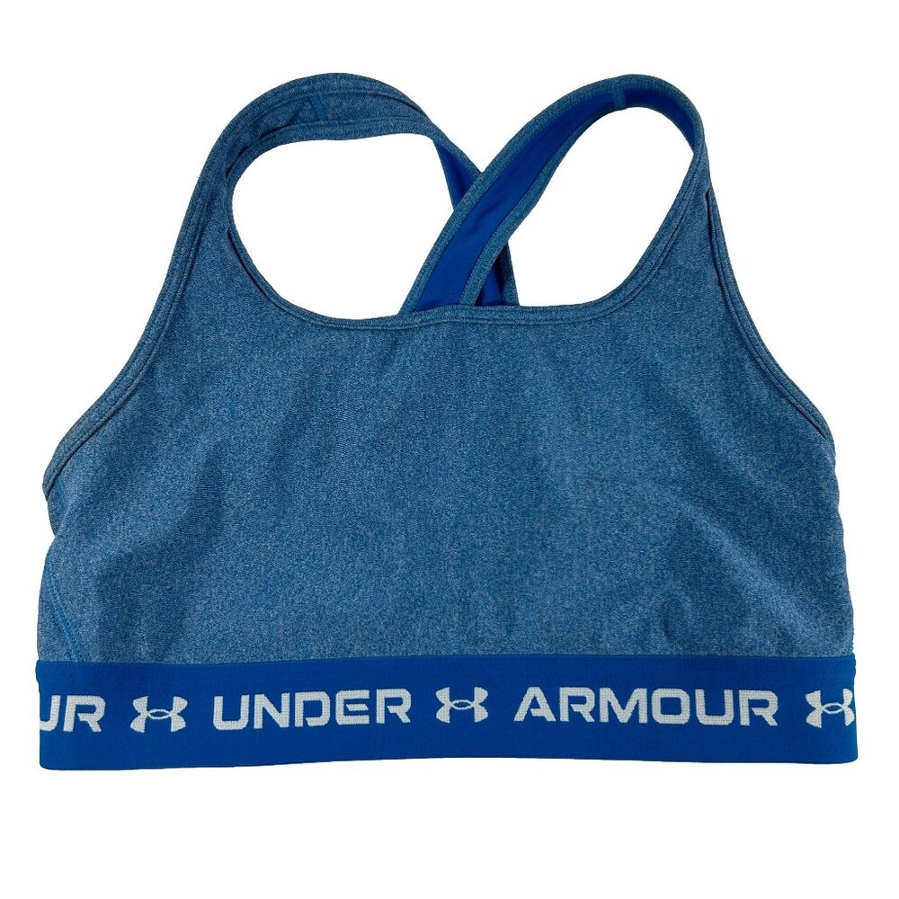 Under Armour Womens Size Medium Cross Back Compression Sports Bra Blue Wireless